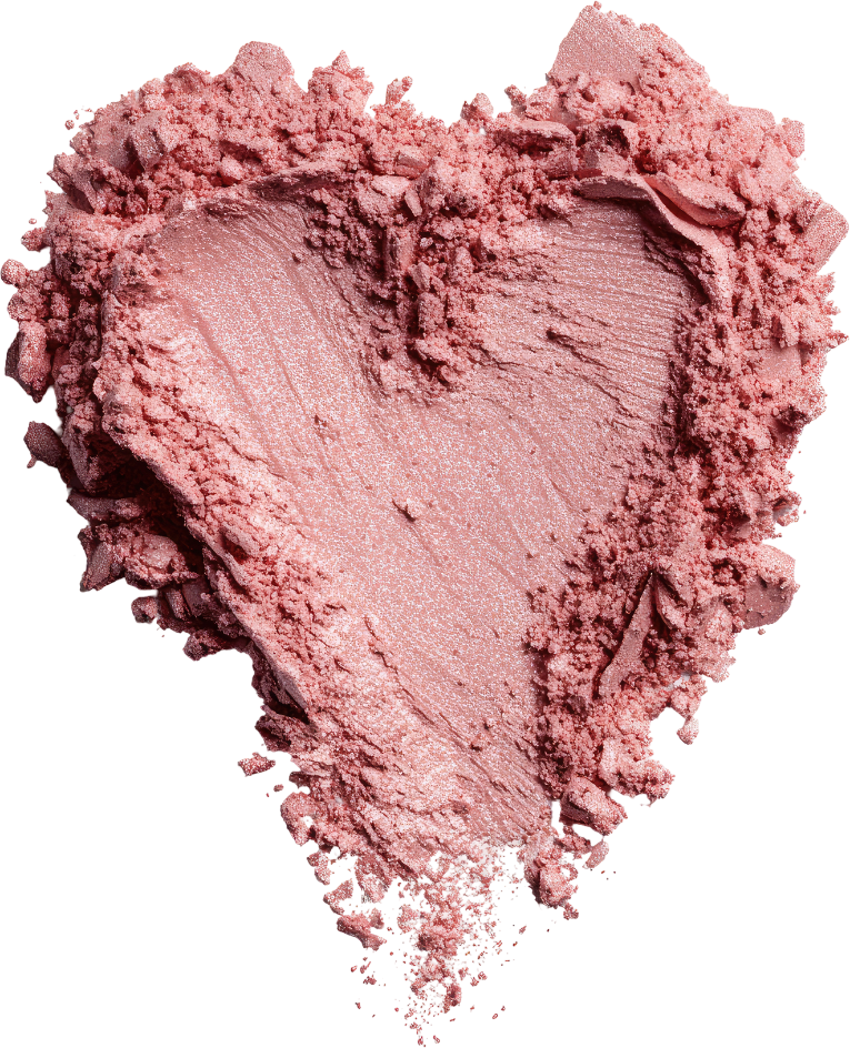 Pink blush powder in a heart shape