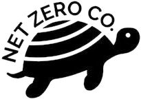 Net Zero Co. logo: a turtle with the brand name arched over its shell